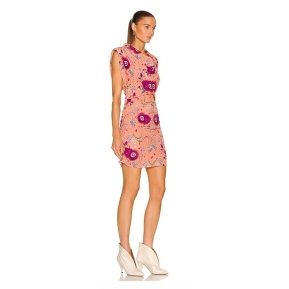 Isabel Marant || Bemaya Dress in Papaya Floral Stretch Silk 38 - Picture 10 of 10